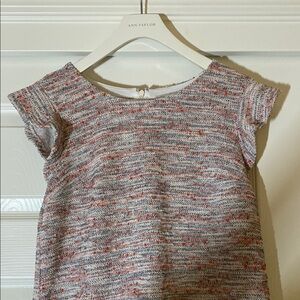 LOFT Gray Sheath Dress with Flutter Sleeves